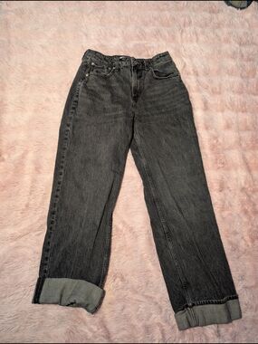 Abercrombie & Fitch High-Rise Relaxed Straight Jeans - Charcoal Gray